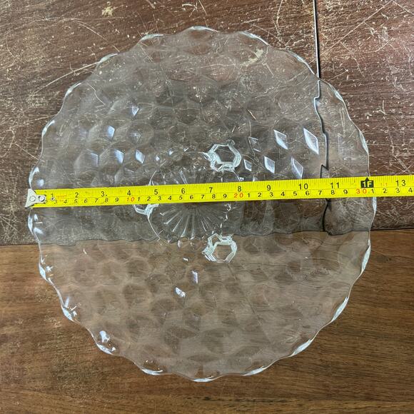 Fostoria Crystal Clear Glass Cubist Footed 12 Inch Cake Plate Serving Platter - Picture 5 of 5